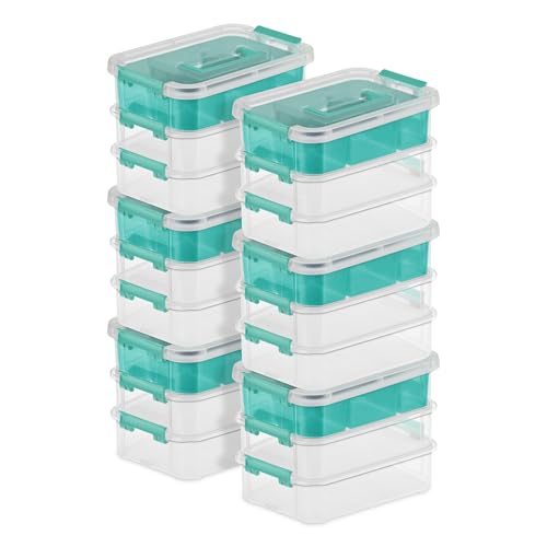Sterilite Stack & Carry 3 Layer Handle Box, Small Latch Bins, Clear, 6 Pack - size: 6 Pack
