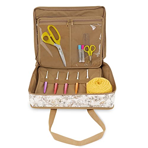 Dritz All-Purpose Project Organizer Bag, Soft Beige Floral