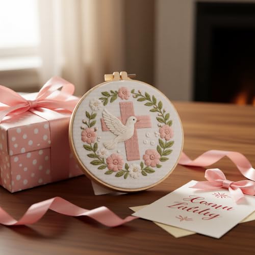 JJFox Embroidery Kit for Beginners and Adults, DIY Hand Embroidery Starter Kit with Cute Pattern, Cross Stitch Needlepoint Set with Hoop, Threads and Instructions (Cross) - color: Cross