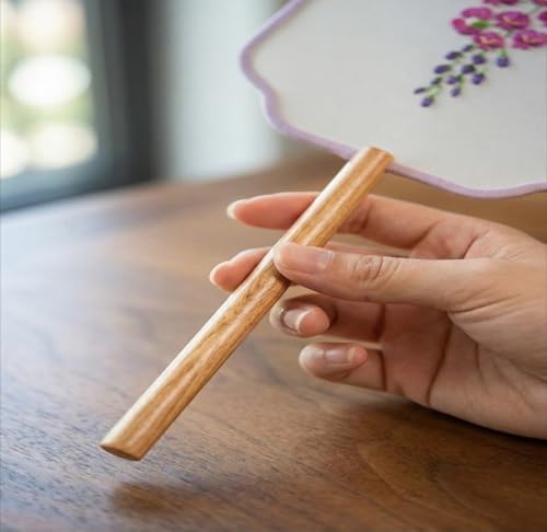 QIZUOLIFE Chinese Embroidery Fan Kit for Beginners - style: Persimmon's Lingering Charm