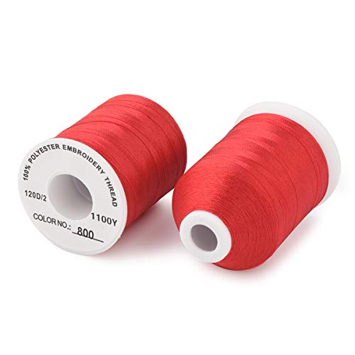 Simthread 6 Spools Red Machine Embroidery Thread 1000M(1100Yards) for Brother, Babylock, Janome, Pfaff, Singer, Bernina and Other Home Machines (Red) - color: Red