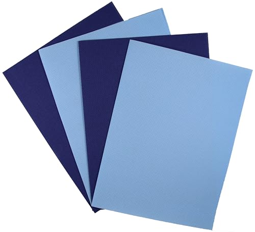 KCS 4/6 pc of 12" x 18" 18CT Counted Cotton Aida Cloth Cross Stitch Fabric (4 pc, Light Blue+Royal Blue) - color: Light Blue+royal Blue, size: 4 pc