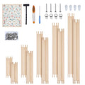 20Pcs Wooden Needlepoint Stretcher Bars Set,5 Sizes with 100pcs Thumb Tacks Canvas Stretcher Bars Frame for Needlework Embroidery, Stitch Frame Set Bundle with Crafts