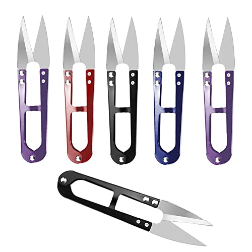 Thread Snips Sewing Scissors 4.9'', 6PCS Small Trimming Clippers U Shape Yarn Cutter for Embroidery Cross Stitch Sewing Craft Supplies(COLOR RANDOM)