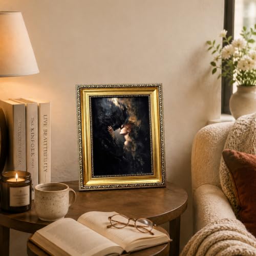 Vintage Gold Framed Gothic Wall Art,Dark Academia Romance Couple Art Print - color: Couple Gold Framed, size: 11"L x 9"W