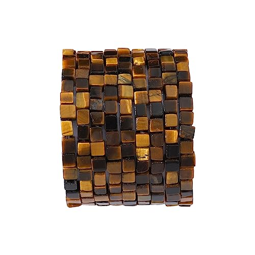 BEADIA Natural Yellow Tiger Eye Square Stone Beads 4x4mm 85pcs Cube Loose Semi Gemstone Beads for Jewelry Making Design - color: Yellow Tiger Eye