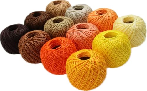 KCS Mercerized Pearl Cotton Thread Size 8 Crochet Needlework Embroidery Threads Ball (12, 12balls05) - color: 12balls05