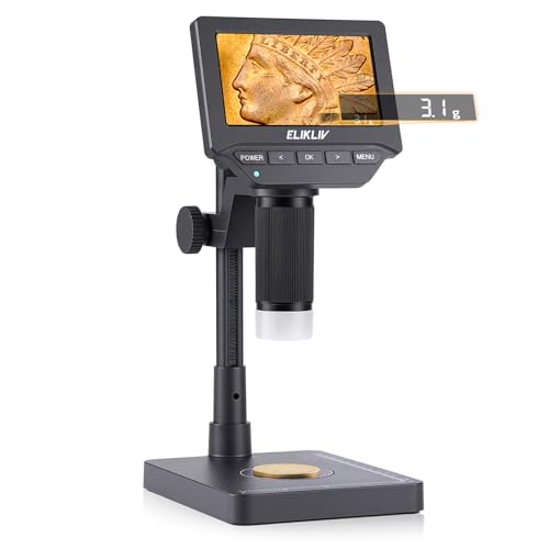 Elikliv EDM4C Coin Microscope with Scale, 4.3" Weighing Digital Magnifier - color: Dark Gray