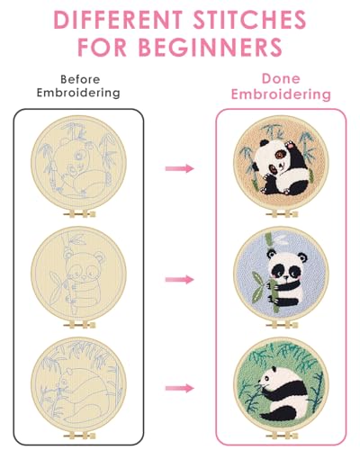 TINDTOP Punch Needle Kits, Panda Punch Embroidery Kits for Adults - color: Cute Panda