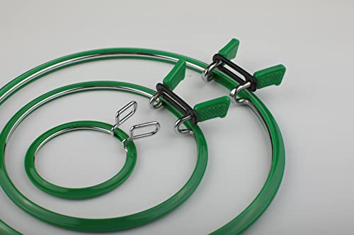 Nurge Metal Embroidery Hoops - Premium Spring Tension Embroidery Hoop for Cross Stitch - Durable Ring with Quick Release Safety Clip - Ideal for Crafters,Beginners & Professionals - Green - Medium - color: Green, size: Medium