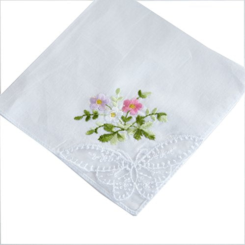 RDS HANKYTEX Cotton Embroidery Ladies' Handkerchiefs Lace Set of 6 - style: 1