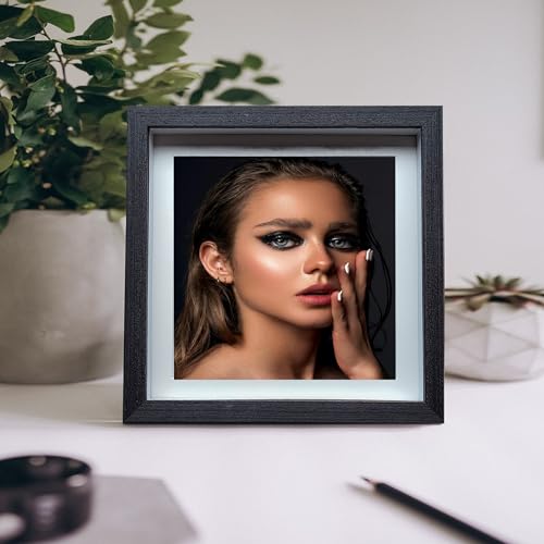 8x8 Shadow Box Frame Black Shadow Box Display Case 3 Pack Wooden Picture Frame Glass Surface Internal Depth 0.6 inch for Wall Or Tabletop - color: Black, size: 8x8 inch