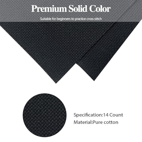 Aida Cloth 14 Count Cross Stitch Fabric Cross Stitch Aida Cloth for Embroidery and Needlework (Black, 30 * 39inch) - color: Black