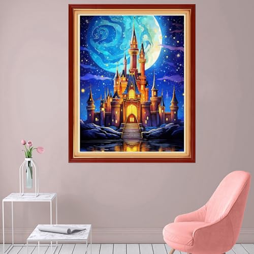 Foxhool Stamped Cross Stitch Kits,11CT Printed Cross Stitch Pattern Full Embroidery Kits for Beginner Needlepoint Kits-Magic Castle 16x20 inch - color: Craftpatterns34
