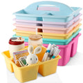 6 Pack Plastic Classroom Organizer Caddy with Handle, Pastel - color: Pastel