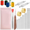 42Pcs Big Eye Steel Sewing Needles Kit, Include 30 Steel Needles, 1 Seam Sewing Thread Ripper, 2 Needle Threaders, 5 Threads, 2 Thimbles, 1 Storage Tube,1 Storage Bag for Mending, Gift for Lovers - style: Country Rustic