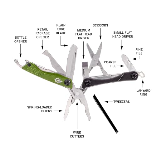 Gerber Dime 12-in-1 Mini Multitool Pliers, Pocket Knife,Bottle Opener,Green - color: Green