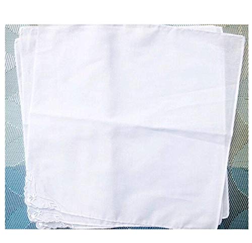 MileyMarla Ladies Embroidery Cotton White Handkerchiefs Lace Wedding Hankies - color: E-25pcs