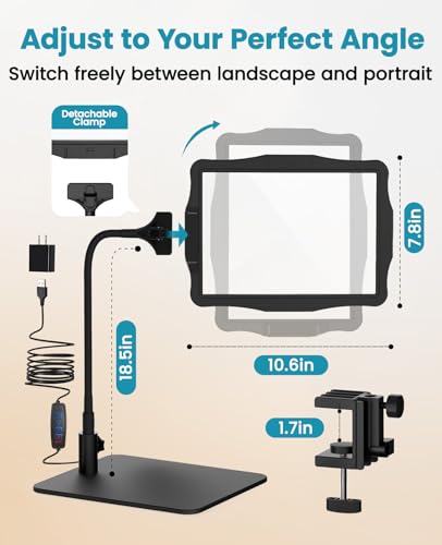 5X Full Page Magnifying Glass with Light and Stand for Reading