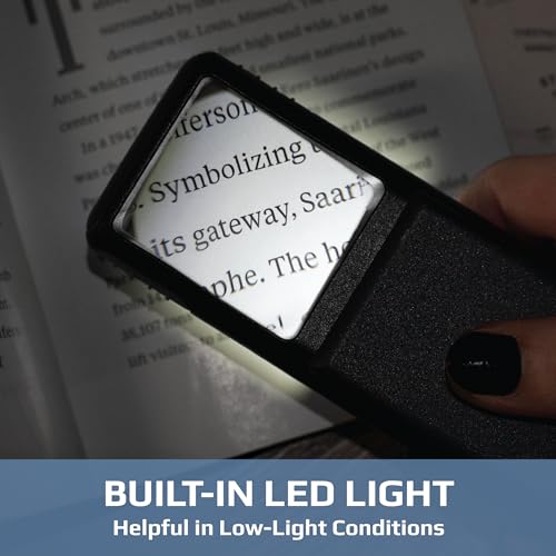 Carson MiniBrite LED Lighted Slide-Out Aspheric Magnifier with Protective Sleeve (PO-55), 5X, Gray - size: Single Pack