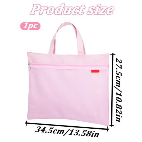 Needlepoint Project Bag 13.6" x 11" Mesh Zipper Pouch Double Pocket Waterproof Carrying Bag with Handle for Sewing Organizer Storage Arts Coloring Books Cross Stitch Embroidery Supplies(Pink)