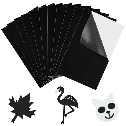 NACHLYNN Self Adhesive Felt Fabric Sheets 7"x11.5" /18x29cm Sticky Back Felt Fabric for Crafts Art Project DIY Sewing Patchwork Decoration (11, Black) - color: Black