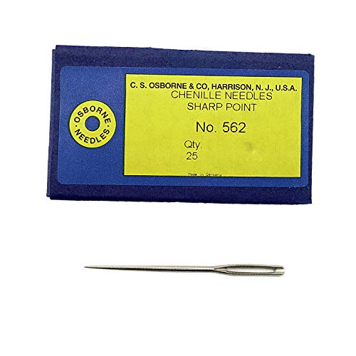C.S. Osborne Pack of 25 Sharp Point Chenille Needles #562 Size 13 to 26 (24)