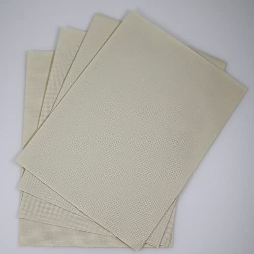 KCS 4/6 pc of 12" x 18" 30cmx45cm 16CT Counted Cotton Aida Cloth Cross Stitch Fabric (Cream, 4 pc) - color: Cream, size: 4 pc