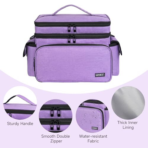 LEFOR·Z Large Sewing Supplies Organizer Bag(13 x 8 x 9 in),Sewing Basket - color: Purple