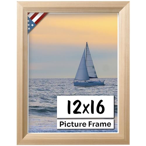 Unfinished Raw Wood 12x16 Picture Frame Beveled .84" Inch Wide - Unfinished Raw Wood Wall Decor Handmade Solid Wood Frames with Preinstalled Hangers and UV Blocking Plexiglass 16x12 Frame - color: Unfinished, size: 12x16