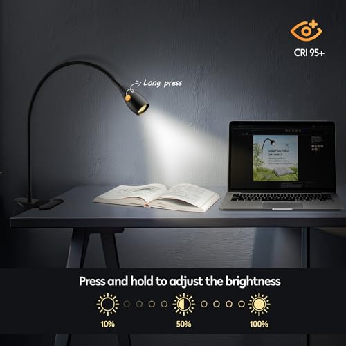 acegoo Minimalist Clip On Reading Light, Head Switch Headboard Book Lamp - color: Black