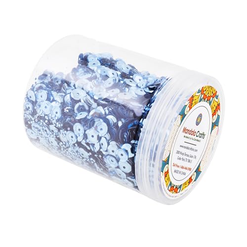 Mandala Crafts 6mm Cup Round Light Blue Sequins for Sewing Embroidery - color: Light Blue, size: 6mm Cup Sequins