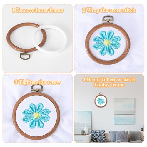 2 Pack Cross Stitch Hoop Imitated Wood Embroidery Frame Embroidery Hoops 3 Inch Round Plastic Embroiderys Hoop for Art Craft Sewing and Hanging Ornaments Decor - size: 3 Inch