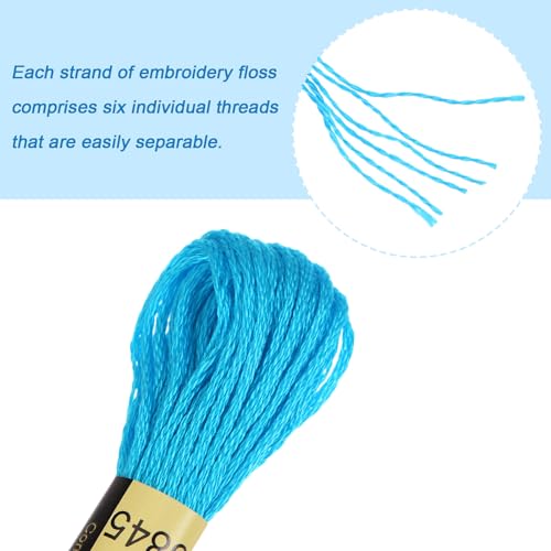 HARFINGTON 12 Skeins Embroidery Floss 8m Each Egyptian Long Fiber Cotton Cross Stitch Thread 26S/2x6 for Embroidery Projects Bracelet, Clear Blue - color: Clear Blue