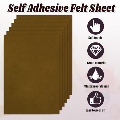 Biaungdo Self Adhesive Felt Sheets, Brown, 12 Pcs, 8 x 12 Inch - color: Brown