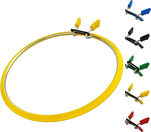 Nurge Metal Embroidery Hoops - Premium Spring Tension Embroidery Hoop for Cross Stitch - Durable Ring with Quick Release Safety Clip - Ideal for Crafters,Beginners & Professionals - Yellow - Large - color: Yellow, size: Large