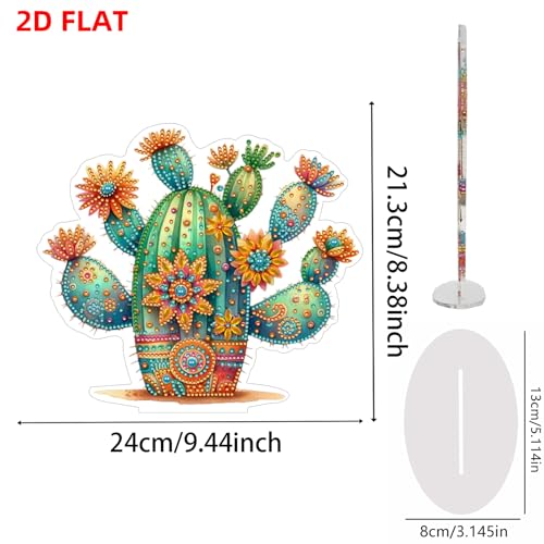POETRYDRAW Diamond Art Ornament Desktop Kit Cactus, Stand Up Diamonds Painting Ornament for Adults, 5D DIY Special Diamond Gem Craft Tabletop Placement Board Kit - color: Cactus