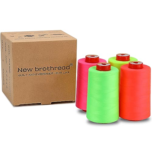 New brothread 4 Large Cones All Purpose Polyester Thread -Neon Colors - color: Neon Colors