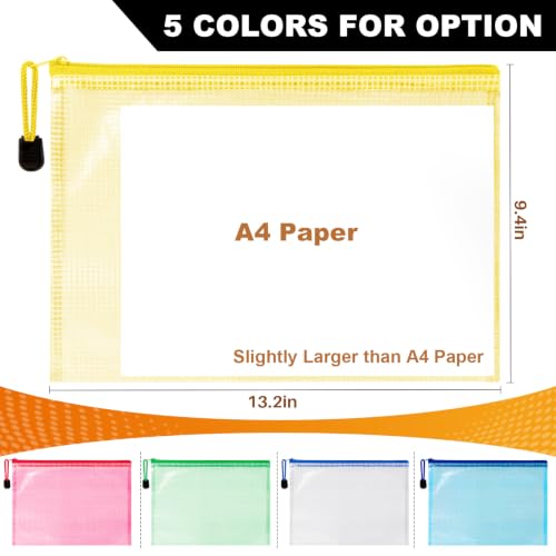 MAQIHAN Mesh Zipper Pouch Bags - A4 Clear Zipper Pouches, 13.2 x 9.4 Inch - size: 13.2 x 9.4 Inch