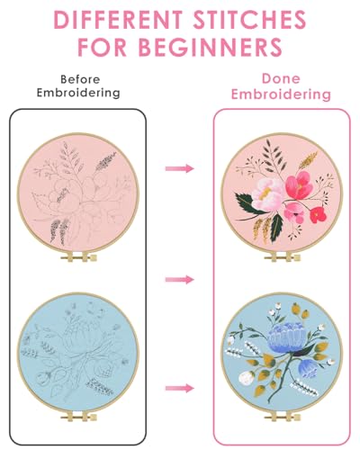 TINDTOP Embroidery Kit for Adult, Flower Embroidery Kit for Beginners - color: Flower