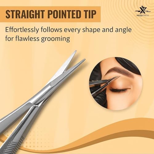 Micro Scissors 4.5" Straight Premium Stainless Steel For Stitch Cutting Sewing Embroidery Scissor Art & Craft Grooming Eyebrow Eyelash Extra Sharp Spring Action Squeeze Applique Scissors.