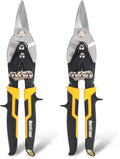 HURRICANE 10 Inch Aviation Tin Snips, Cr-Mo Aviation Snips for Cutting Metal Sheet, Heavy Duty Sheet Metal Cutter Shear, Straight Cut, High Leverage Aviation Snip, Up to 40% Labor Saving (Pack of 2) - size: 10 Inch High Leverage: Straight Cut (Pack of 2)