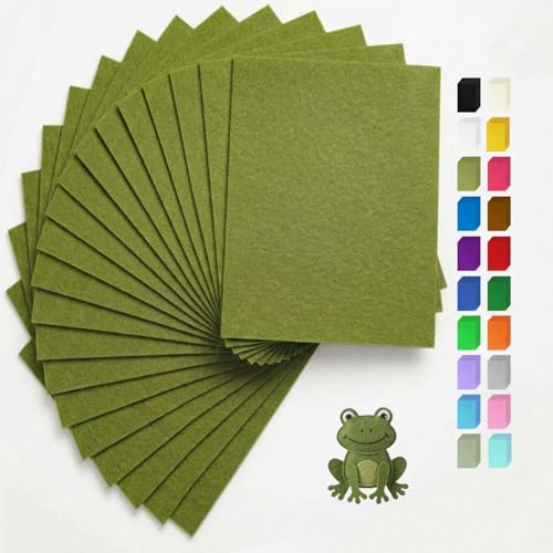 Moss Green Felt Fabric Sheets Stiff 20 Pcs 8" X 12" 1mm Thick - color: Moss Green