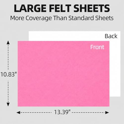 Self Adhesive Felt Sheets, 6PCS 13.4"x10.8" 2mm Thick Pink - color: Pink