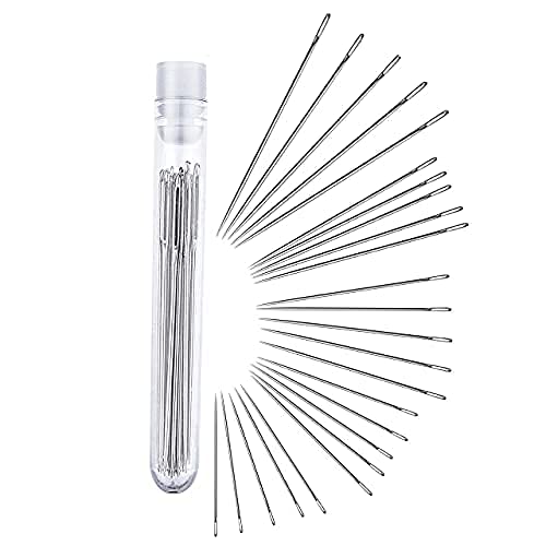 Performore Professional Thermal Self‑Threading Stainless Steel Sewing Needle Set | 25‑Piece Heavy‑Duty Large‑Eye Needles for Denim, Canvas, Quilting & Easy Threading - style: 25