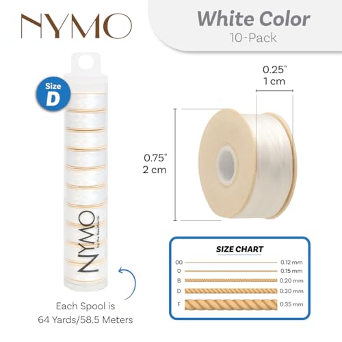The Beadsmith Nymo Thread, Made of Nylon - size: Size D, 64 Yards, style: White