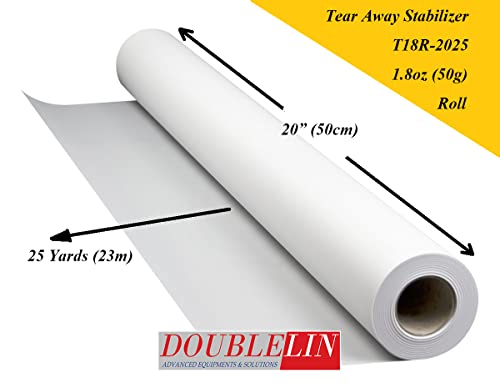 DOUBLELIN 1.8oz Tear Away Stabilizer Roll, White, 20 in x 25 yd - color: Tearaway 1.8oz White, size: 20"x25yd Roll