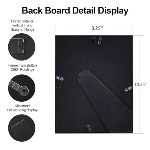 BKABOT 8x10 Black Photo Frame HD Glass 1 Pack 5x7 Mat Tabletop & Wall - color: Black, size: 8x10-1P