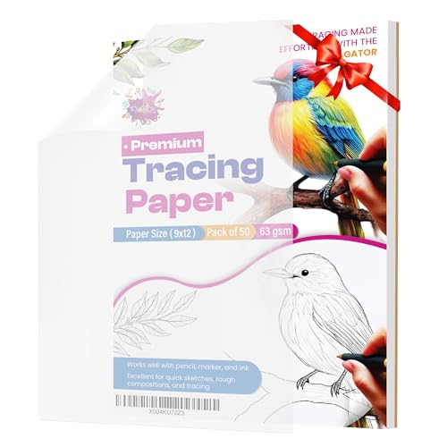 Tracing Paper 9x12 in, 50 Sheets, Transparent Sketch Paper 63gsm - size: 9" x 12" (50 Sheet)
