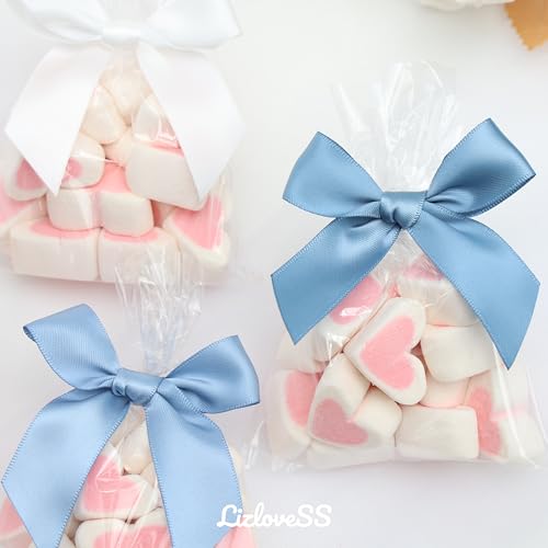 Pre-Tied Dusty Blue Satin Ribbon Bows for Crafts 3 Inch, 5 Colors - color: Dusty Blue 5 Colors